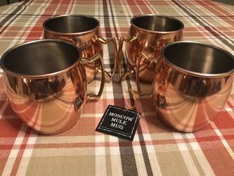 NEW! (4) Solid Copper Moscow Mule Mugs Retail $60