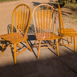 3 Used Amish Dining Chairs 