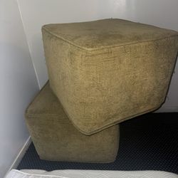 Two Big Green Ottomans  