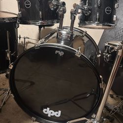 Whole Drum Set With Double Kick Pedal And Single