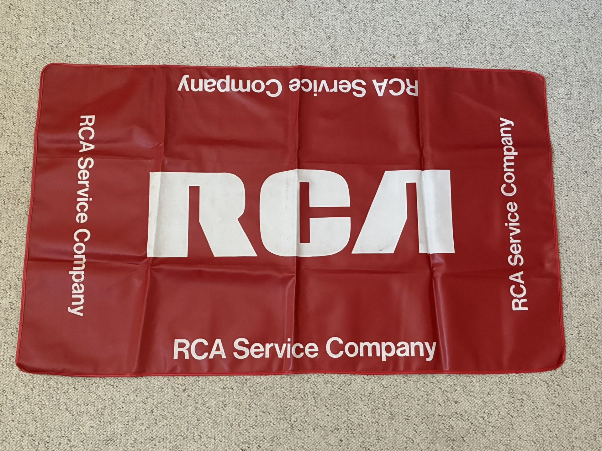 Vintage RCA Vinyl Work Service Mat “RCA Service Company” Clean! 30.75” x 51.5”
