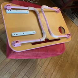 A Beautiful Red Ottoman To Relax Your Feet.  A TV tray To Watch TV ( NO SHIPPING)