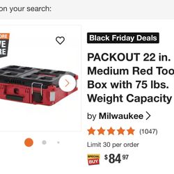 Packout Medium 22’’ Tool Box 75lbs Capacity 