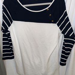 Lauren Ralph Lauren Navy & White top, size XL