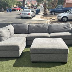 Grey L Couch 