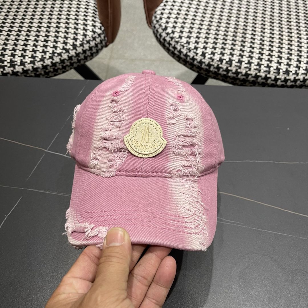 MONCLERキャップ ピンク Moncler Hat Baseball Cap Light Pink Size M Logo-Patch Cotton