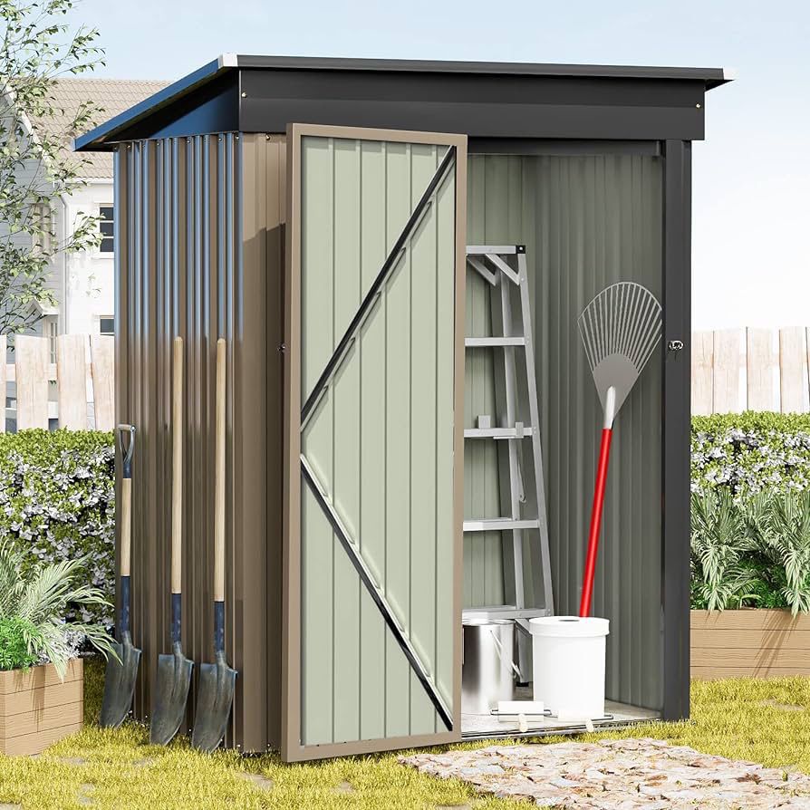 New Metal Outdoor Storage Shed 5FT x 3FT, Steel Utility Tool Shed Storage House with Door & Lock, Metal Sheds Outdoor Storage for Backyard Garden Pati