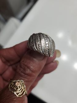 Ladies Diamond Dome Ring Set In 925 Sterling Silver