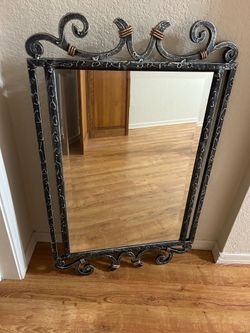 Decorative brushed metal frame mirror Decorative brushed metal frame mirror