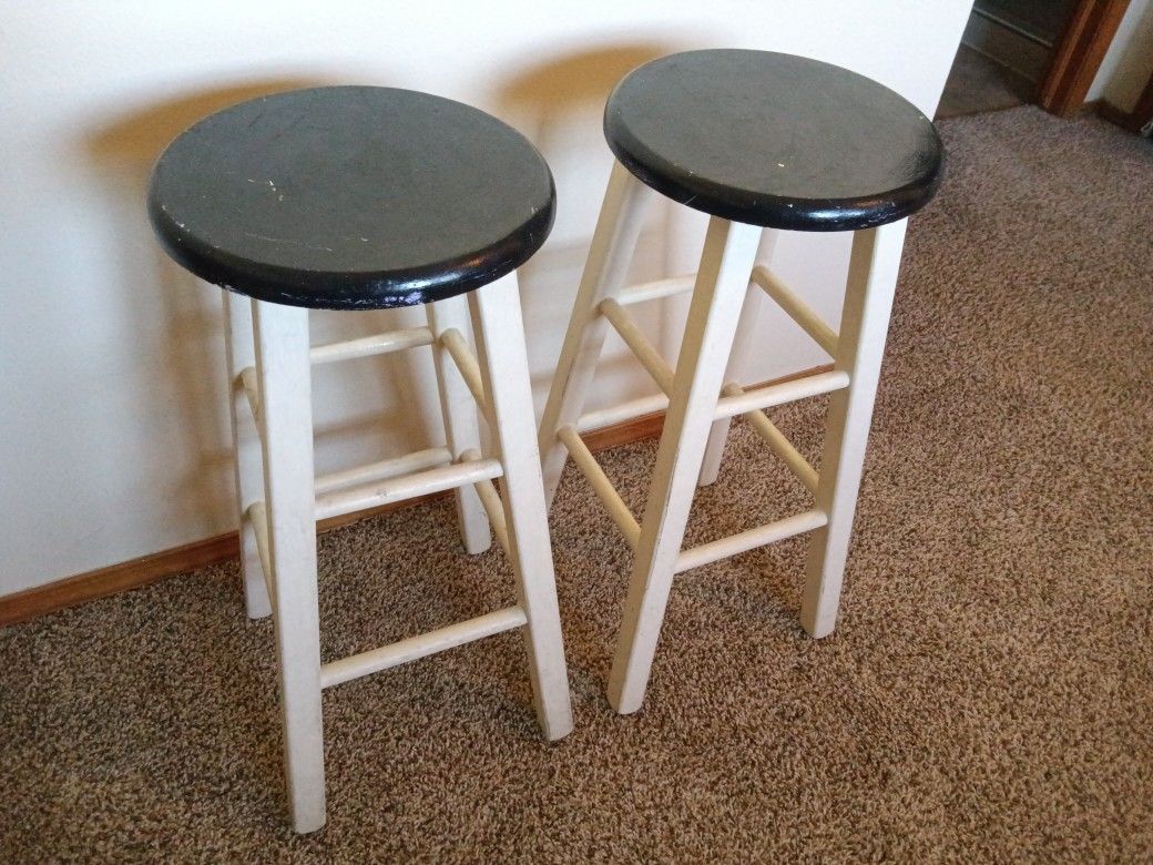 Pair of bar stools Black Tops 12.5" diameter 29" tall
