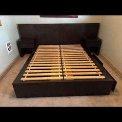 West Elm Platform Bed (Queen Sized) with Storage and Nightstands