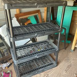 Heavy duty plastic shelf  It’s 53 inches tall and 17 by 35 inches