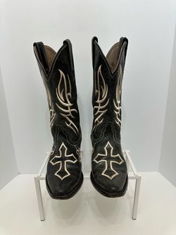 Justin Bent Rail Embroidered Distressed Leather Boots Womens Size 7.5