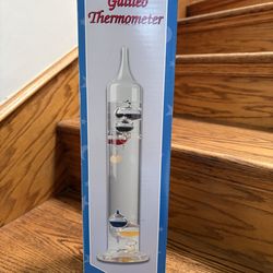 Vintage Galileo Glass Tube Scientific Thermometer 13" Floating Multi Color Balls
