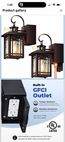 Bronze Porch Light with Outlet, 2-Pack Outdoor Light with Outlet Motion Sensor Light with Outlet, 5 Modes & Aluminum Frame, Bronze Outdoor Light Fixtu