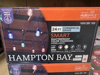 Hampton Bay
Smart Black 12-Light 24 ft. Indoor/Outdoor Plug-in Integrated LED RGBW String Light with Party Mode Powered by Hubspace
