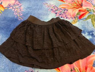 Black Lace Tiered Mini Skirt