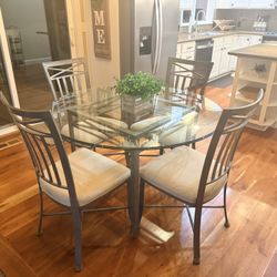 Farmhouse Style Kitchen Table: Metal and Glass 