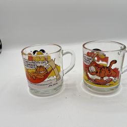 Garfield Glass Mug - Orange Garfield Cartoon Design McDonald 