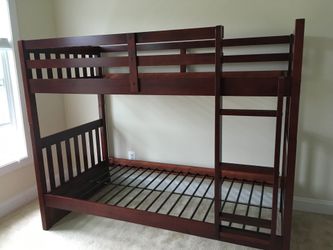 Twin over Twin Bunk Bed – Solid Wood – With Mattresses – $350