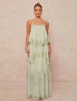 Pastel Green Contrast Lace Dress