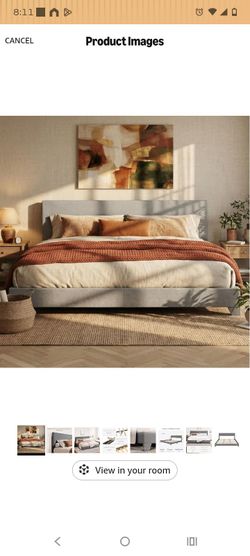 Gray Upholstered Platform Bed Frame!!! King size!!!