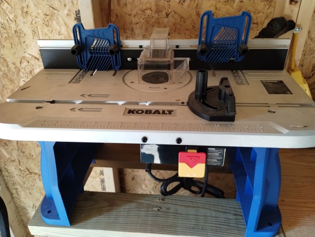 KOBALT Fixed Corded Router w/ Table 12amp Power Tools Grey/Blue Aluminum Base
