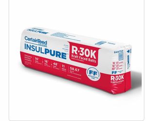 R-30 InsulPure Kraft Faced Fiberglass Insulation  Batt 16 inches x  48 inch