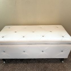 Beautiful White Ottoman - Open Storage Inside 