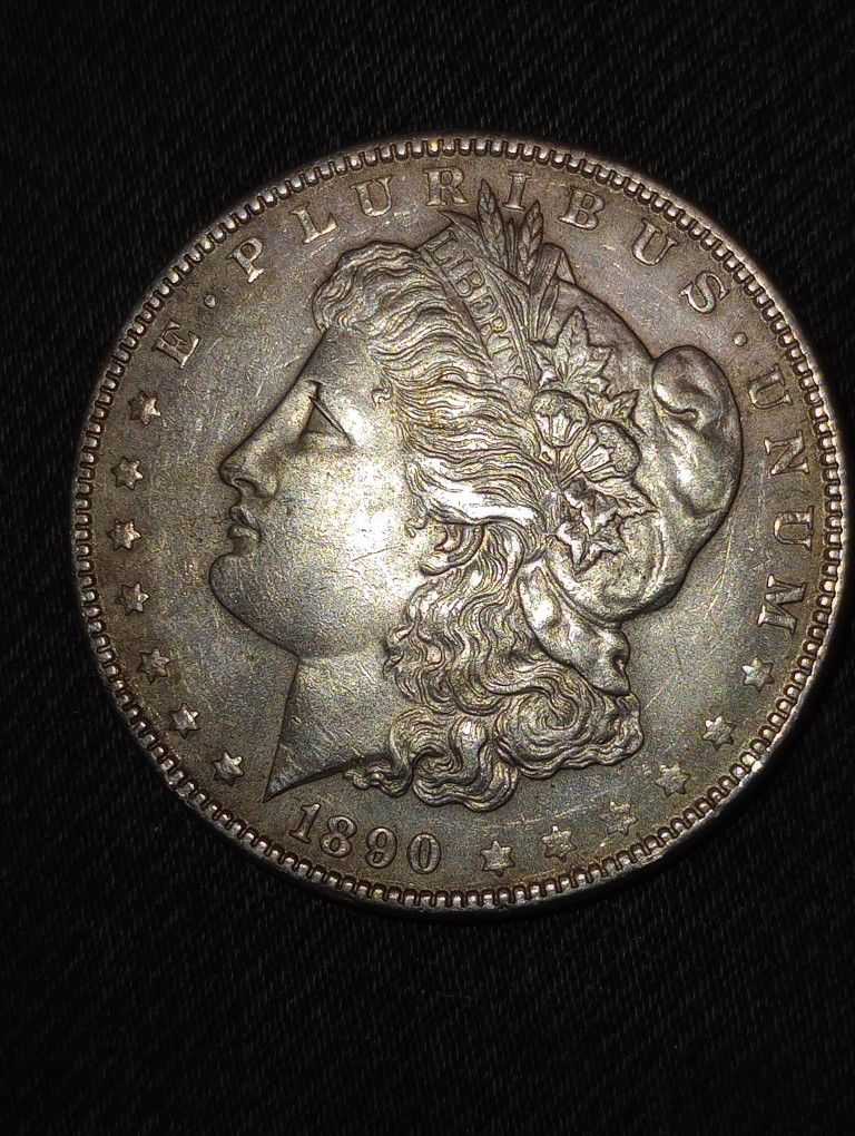 1890 Very Fine Morgan Silver Dollar Color Tinted