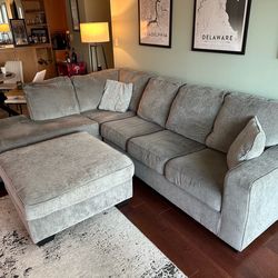 Gray Sectional Sofa with Ottoman and chaise lounge