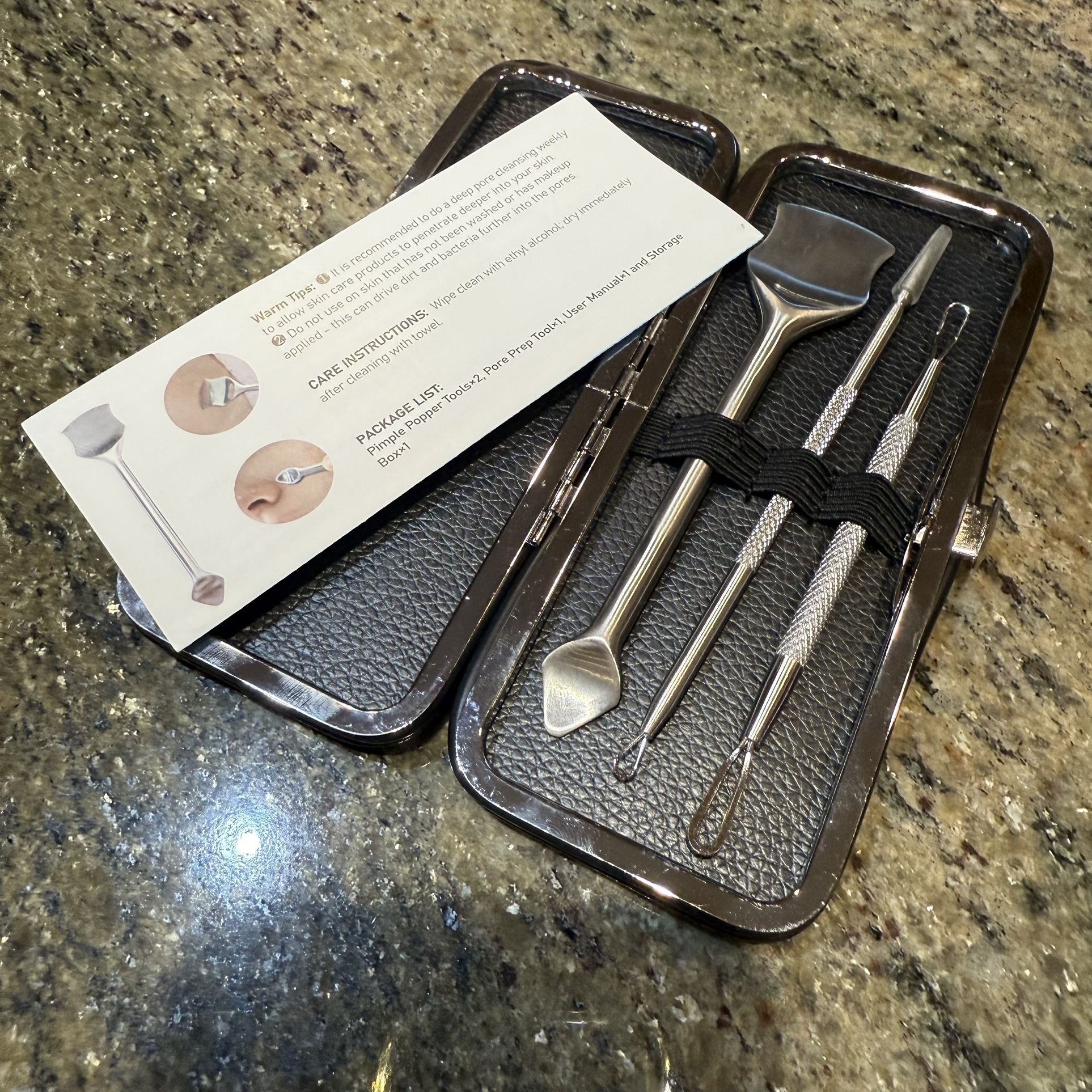 LitBear Professional Acne Pore Cleansing Kit Stainless Steel Extractor Set Case