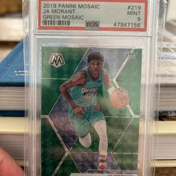 19-20 Panini Mosaic Ja Morant Rookies Green Prizm #219 PSA 9 