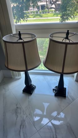 Pair of Table Lamps with Drum Shades