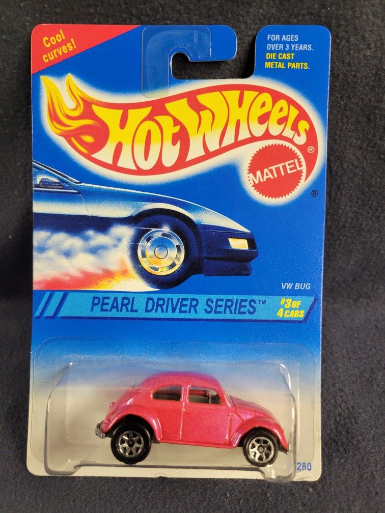 Hot Wheels 1994 #3 Of 4 Car Set Pearl Driver Series, VW Bug, Cool Curves, 7 Spoke Wheels