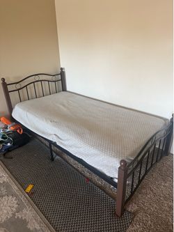 Twin Size Bed Mattress Frame and Mattress