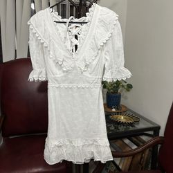 Vici Embroidered Mini Dress Corset Renaissance Cottagecore Med boho Puff Sleeves