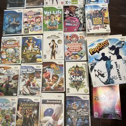 Nintendo Wii 24 Game Lot Bundle sims cooking mama tomb raider prince of persia wii fit boogie 