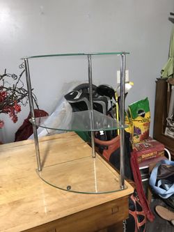 Corner glass shelf