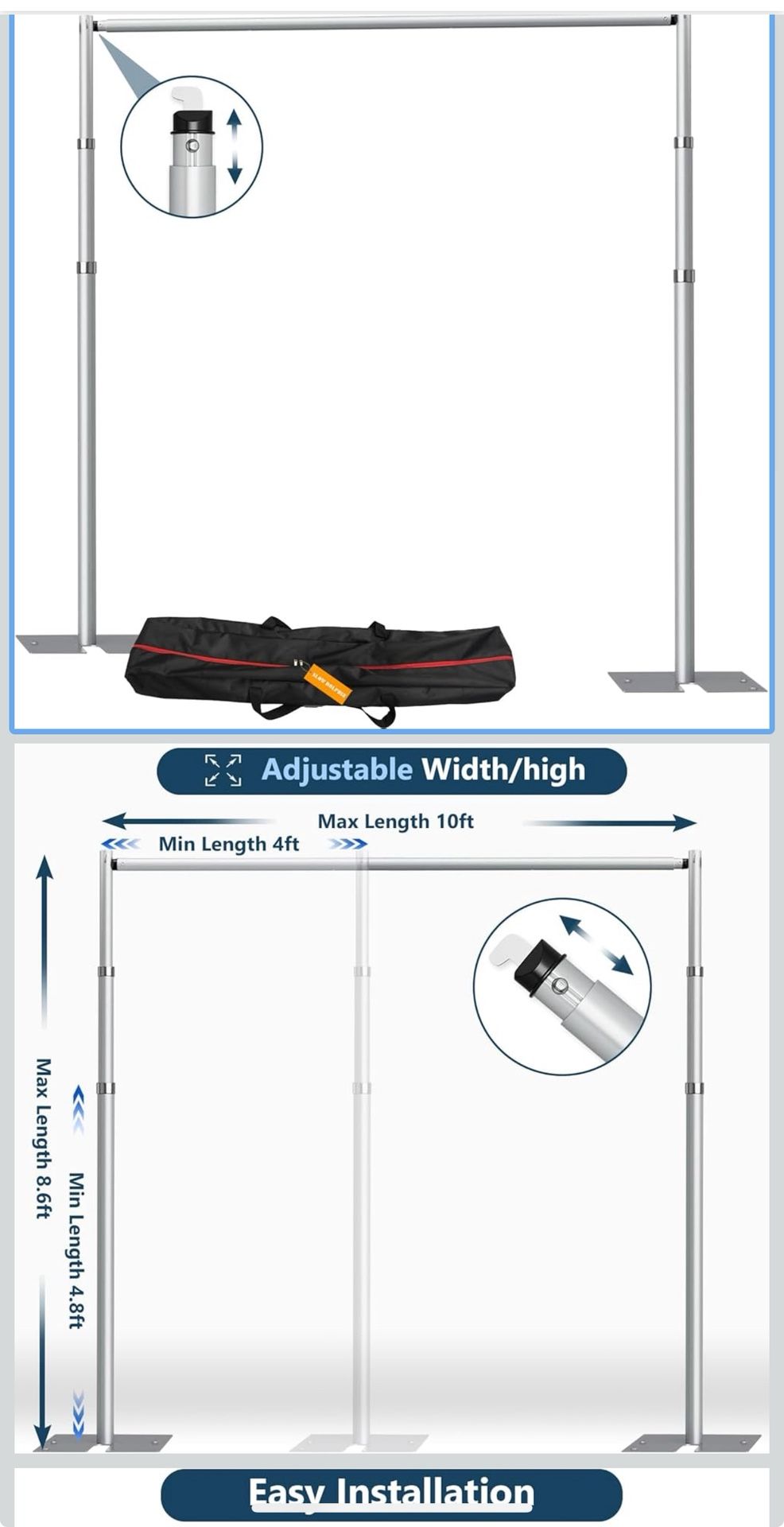 SLOW DOLPHIN 10x 8.6ft Pipe and Drap Backdrop Stand