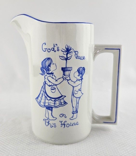 Vintage God’s Peace On This House Pitcher 7" Wood and Sons England