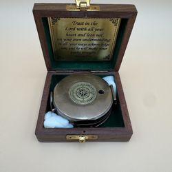 Trust in The Lord With All Your Heart - Proverbs 3:5-6 Quote Engraved Compass