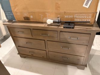 7-Drawer Wood Dresser in Gray-Brown Finish