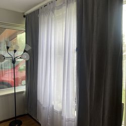 Curtains white and gray