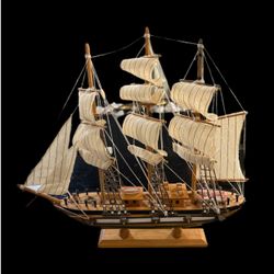 VTG Wood Fabric 16”Ship Model 1960s