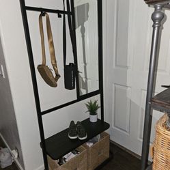 Modern Hall Tree With Mirror Black Metal By Style well 