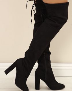 Black Over-The-Knee Block Heel Boots