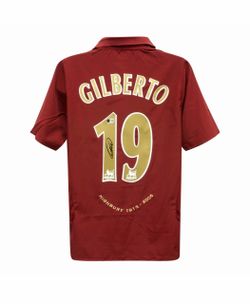Signed Gilberto #19 Arsenal Highbury 2005-06 Jersey Beckett COA