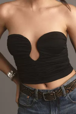 Anthropologie Strapless Sculpted Top Black M