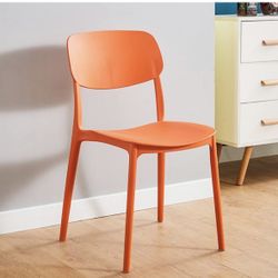 Plastic Chairs Modern Dining Chair Contemporary Low Back Chairs for Dining Table Living Room Office Restaurant(Orange）